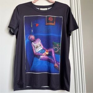 GUCCI × Ignasi Monreal Printed T-shirt Sz S Black Blue Men EXCELLENT